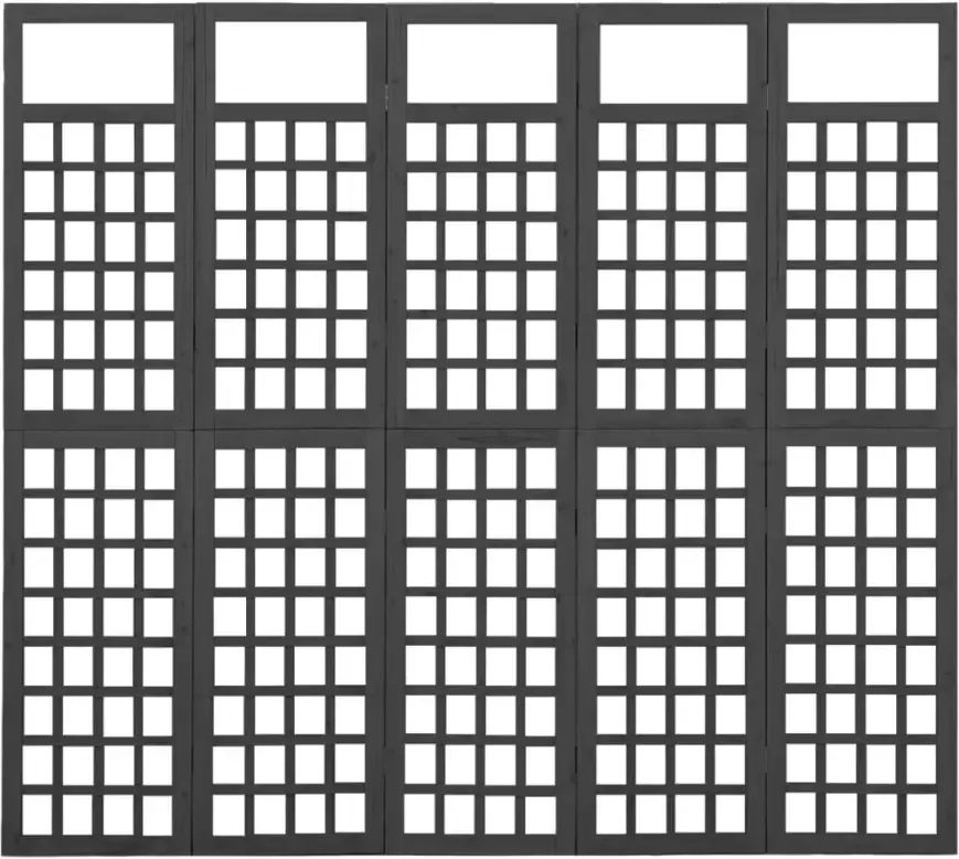 VidaXL -Kamerscherm trellis-met-5-panelen-201 5x180-cm-vurenhout-zwart - Foto 3