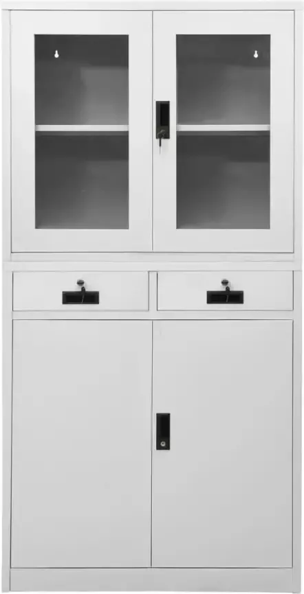 VidaXL -Kantoorkast-90x40x180-cm-staal-en-gehard-glas-lichtgrijs - Foto 4