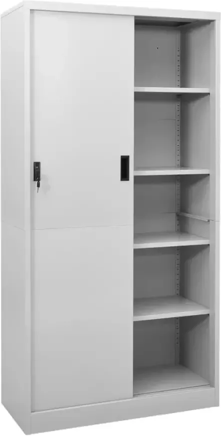 VidaXL -Kantoorkast-met-schuifdeuren-90x40x180-cm-staal-lichtgrijs - Foto 4