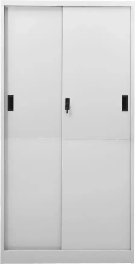 VidaXL -Kantoorkast-met-schuifdeuren-90x40x180-cm-staal-lichtgrijs - Foto 3
