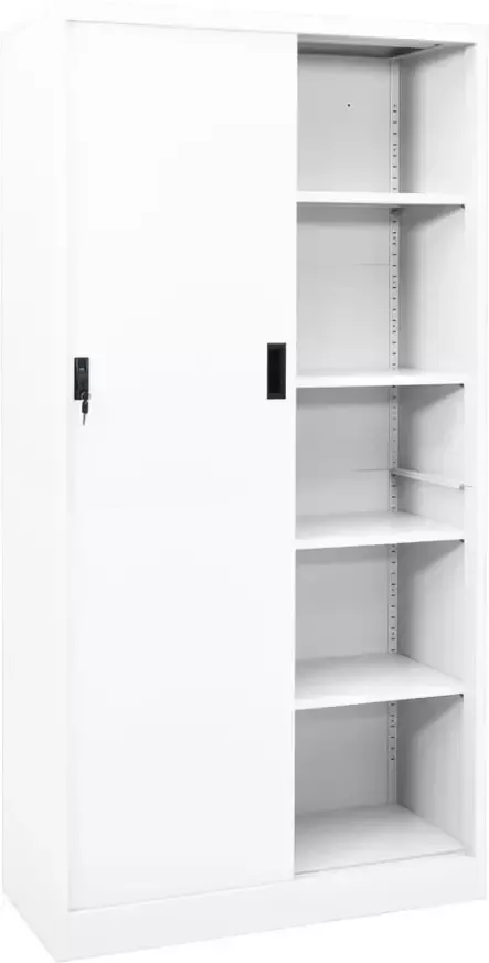 Vida XL vidaXL Kantoorkast met schuifdeuren 90x40x180 cm staal wit-VXL-335958 - Foto 4