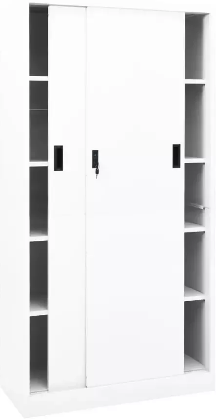 Vida XL vidaXL Kantoorkast met schuifdeuren 90x40x180 cm staal wit-VXL-335958 - Foto 3