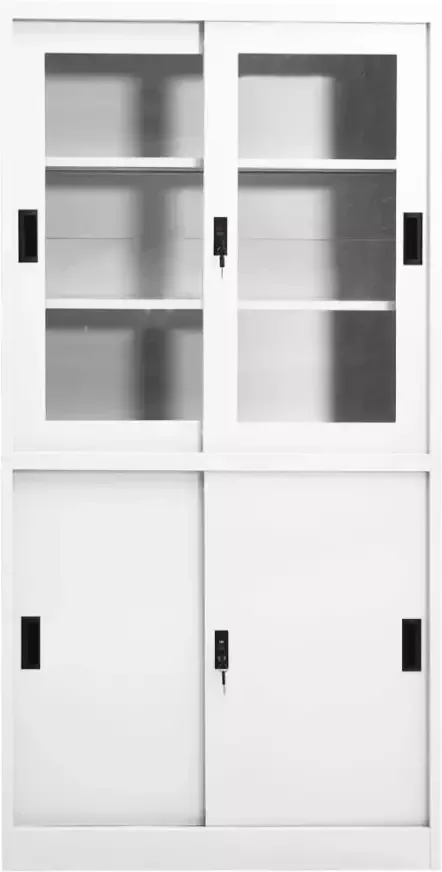 VidaXL -Kantoorkast-met-schuifdeuren-90x40x180-cm-staal-wit - Foto 5