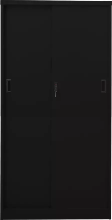 VidaXL -Kantoorkast-met-schuifdeuren-90x40x180-cm-staal-zwart - Foto 4