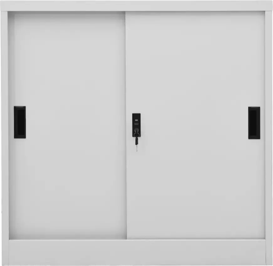 VidaXL -Kantoorkast-met-schuifdeuren-90x40x90-cm-staal-lichtgrijs - Foto 4