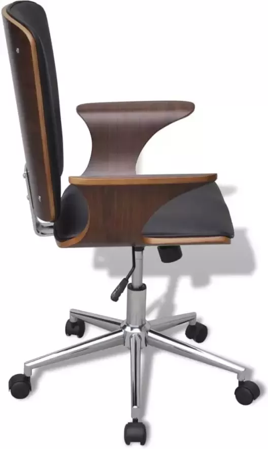 VidaXL -Kantoorstoel-draaibaar-gebogen-hout-en-kunstleer - Foto 4