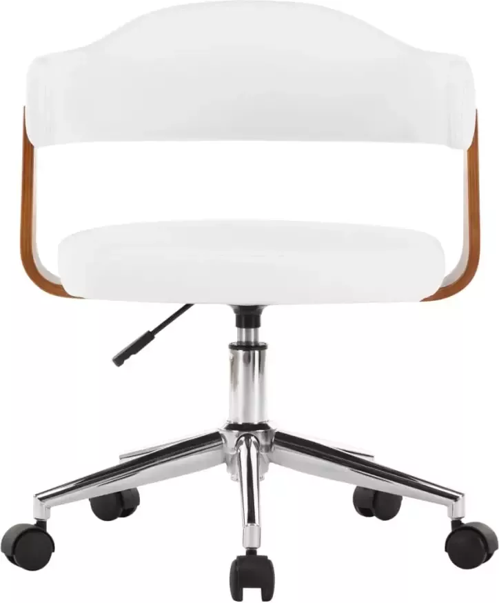 VidaXL -Kantoorstoel-draaibaar-gebogen-hout-en-kunstleer-wit - Foto 4