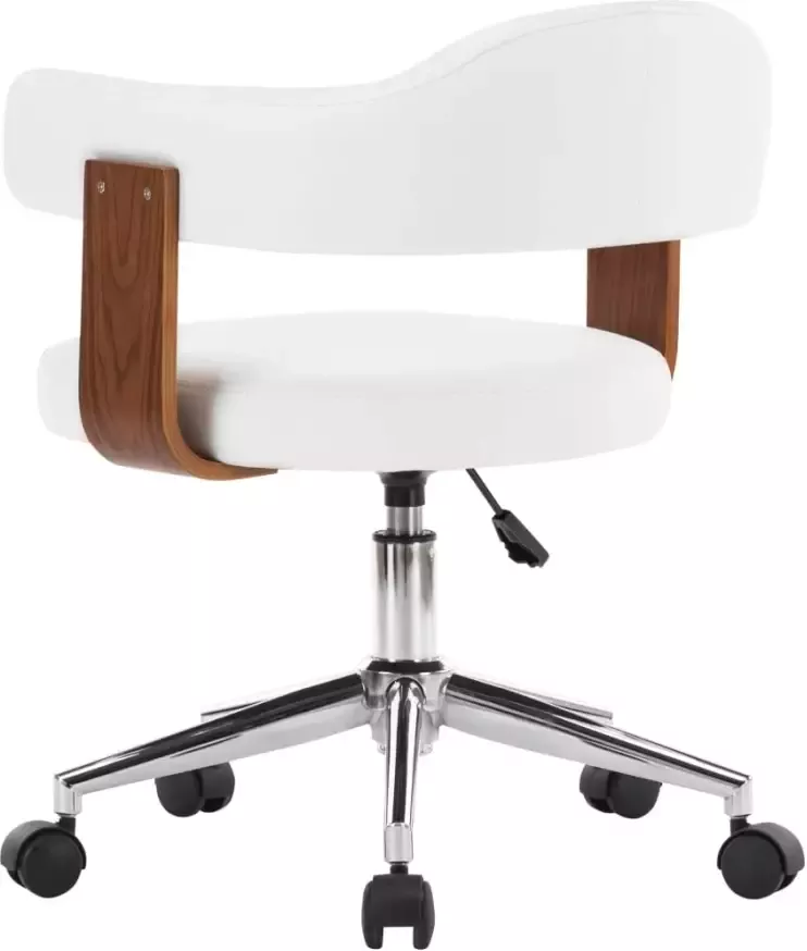 VidaXL -Kantoorstoel-draaibaar-gebogen-hout-en-kunstleer-wit - Foto 2