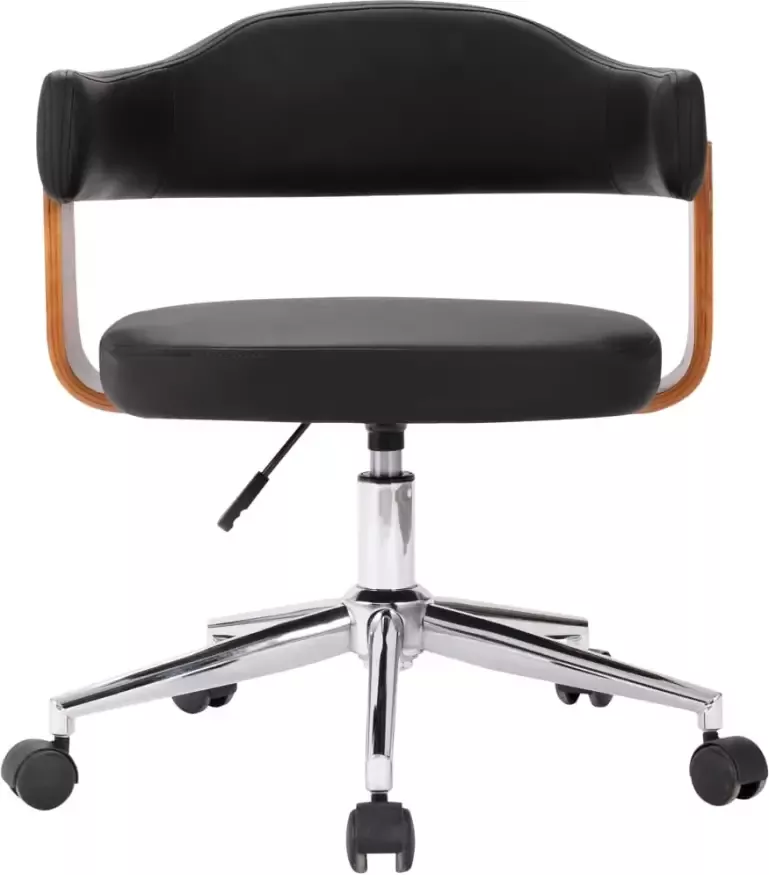 VidaXL -Kantoorstoel-draaibaar-gebogen-hout-en-kunstleer-zwart - Foto 6