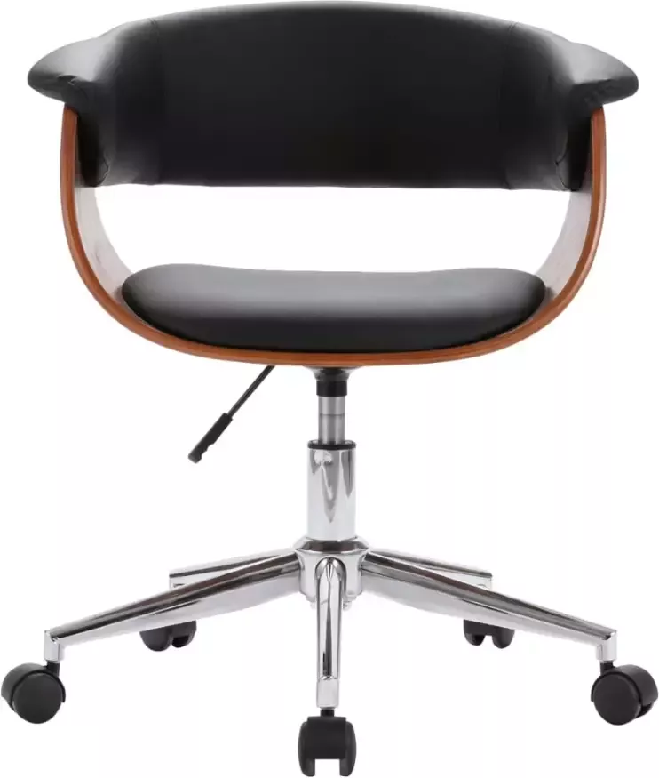 VidaXL -Kantoorstoel-draaibaar-gebogen-hout-en-kunstleer-zwart - Foto 4