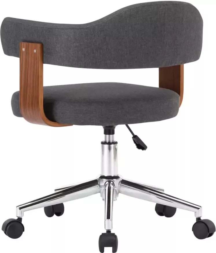 VidaXL -Kantoorstoel-draaibaar-gebogen-hout-en-stof-grijs - Foto 2
