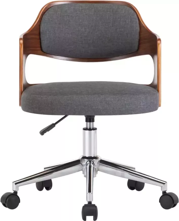 VidaXL -Kantoorstoel-draaibaar-gebogen-hout-en-stof-grijs - Foto 4