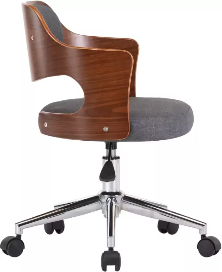 VidaXL -Kantoorstoel-draaibaar-gebogen-hout-en-stof-grijs - Foto 3