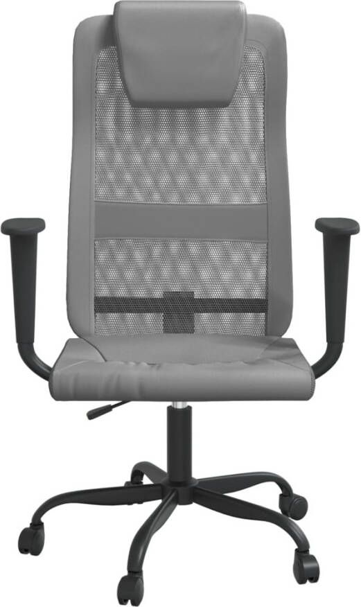 VidaXL -Kantoorstoel-verstelbare-hoogte-mesh-en-kunstleer-grijs - Foto 1