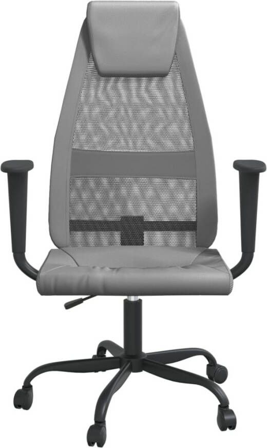VidaXL -Kantoorstoel-verstelbare-hoogte-mesh-en-kunstleer-grijs