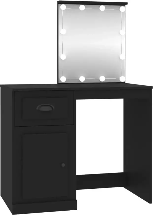 VIDAXL Kaptafel met LED 90x50x132 5 cm bewerkt hout zwart