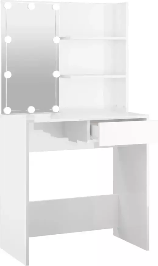 VIDAXL Kaptafel met LED-verlichting 74 5x40x141 cm hoogglans wit