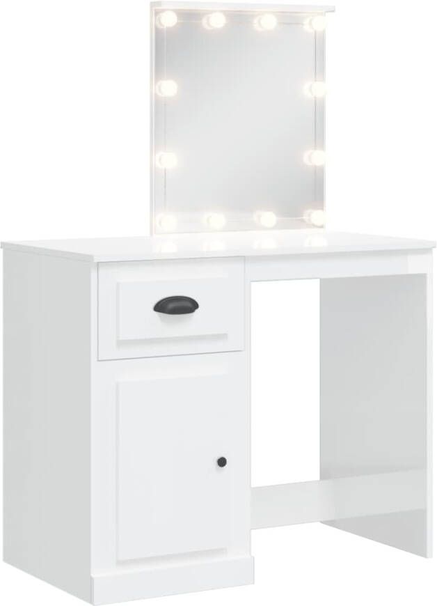 VIDAXL Kaptafel met LED-verlichting 90x42x132 5 cm hoogglans wit - Foto 3