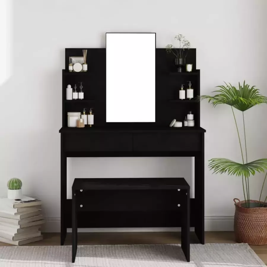 VIDAXL Kaptafel met spiegel 96x40x142 cm zwart - Foto 1