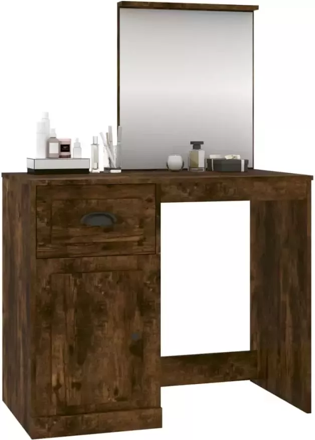 VIDAXL Kaptafel met spiegel 90x50x132 5 cm bewerkt hout gerookt eiken - Foto 1