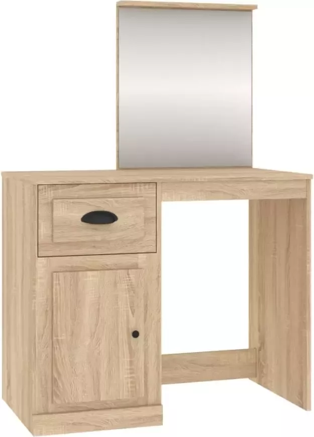 VIDAXL Kaptafel met spiegel 90x50x132 5 cm bewerkt hout sonoma eiken - Foto 2