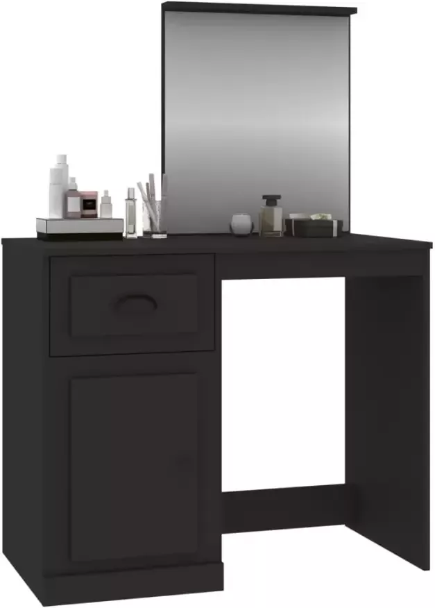 VIDAXL Kaptafel met spiegel 90x50x132 5 cm bewerkt hout zwart - Foto 1