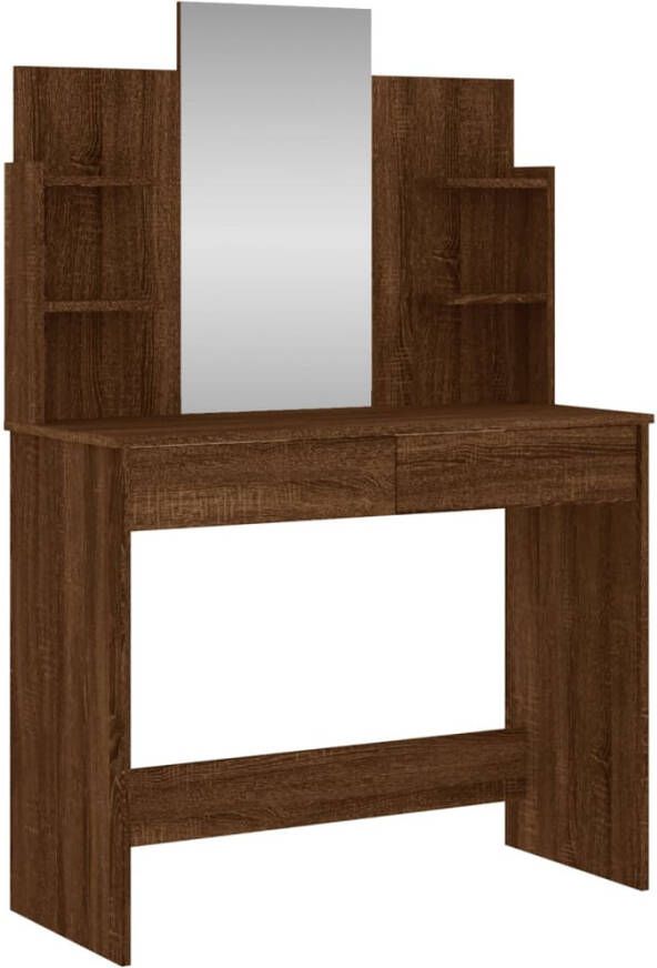 VIDAXL Kaptafel met spiegel 96x39x142 cm bruin eikenkleur - Foto 2