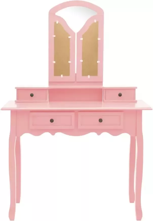 VIDAXL Kaptafelset met kruk 100x40x146 cm paulowniahout roze - Foto 2