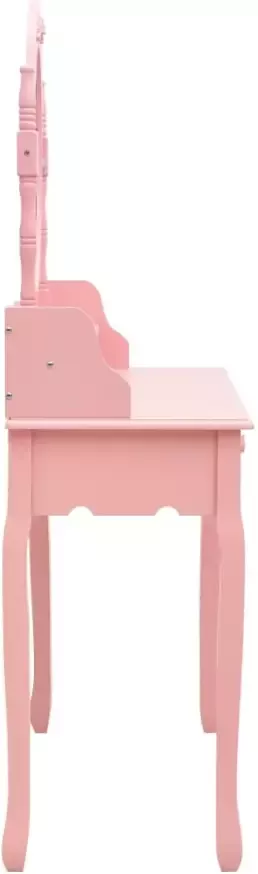VIDAXL Kaptafelset met kruk 75x69x140 cm paulowniahout roze - Foto 4