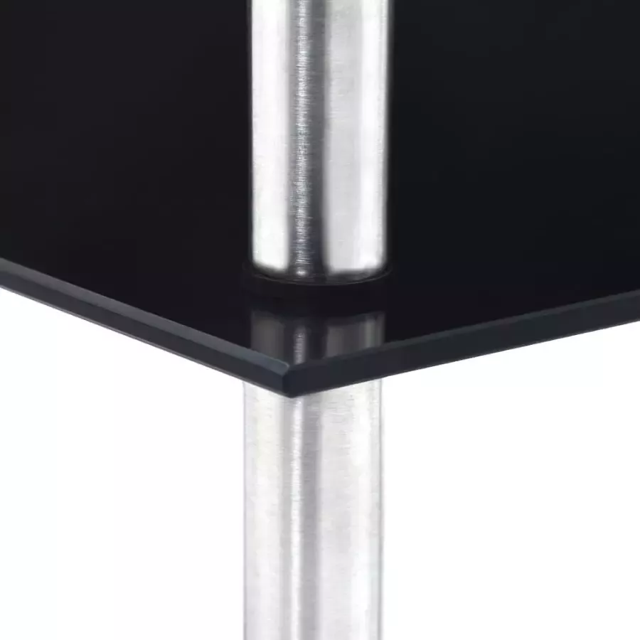 VIDAXL Kastje 3-laags 30x30x67 cm gehard glas zwart