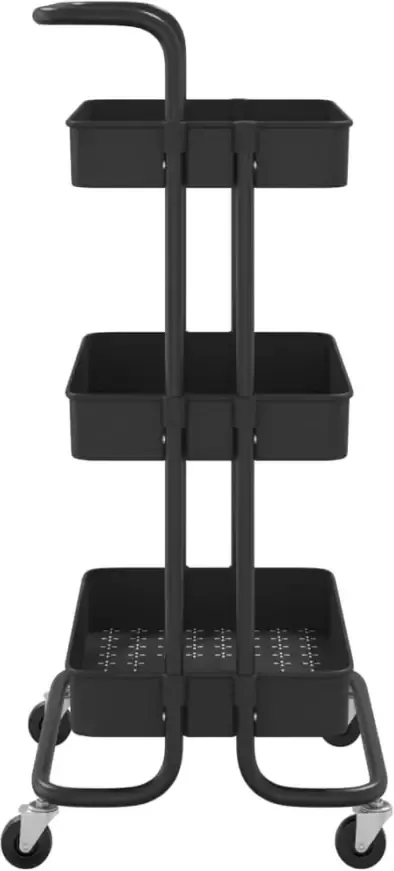 VIDAXL Keukentrolley 3-laags 42x35x85 cm ijzer en ABS zwart - Foto 3