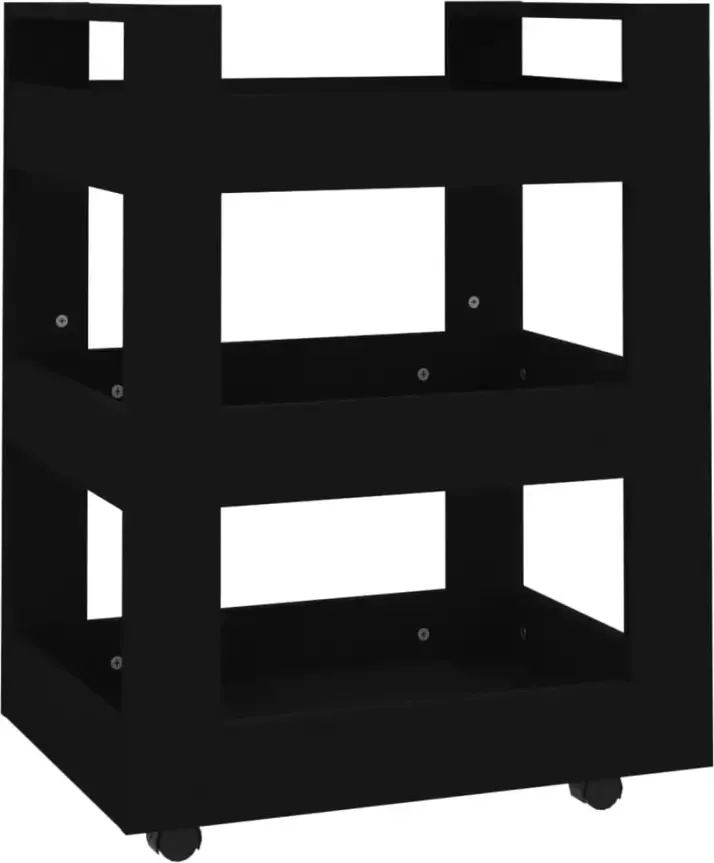 VIDAXL Keukentrolley 60x45x80 cm bewerkt hout zwart - Foto 2