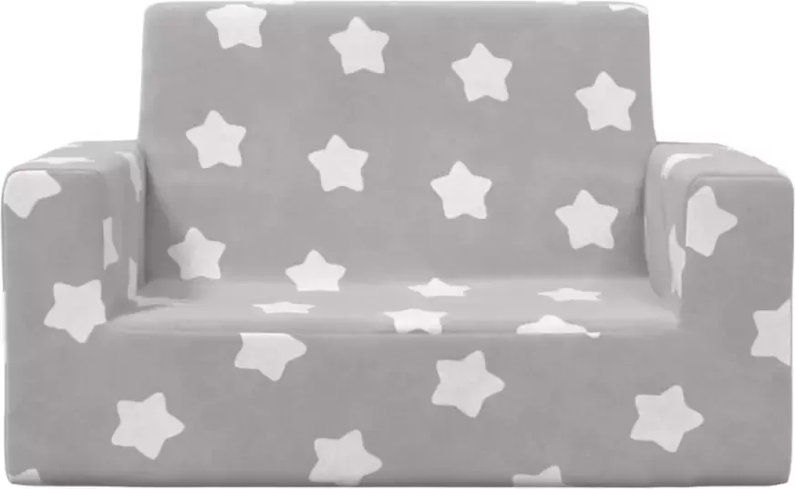 VidaXL Kinderbank 2-zits met sterren zacht pluche lichtgrijs - Foto 2