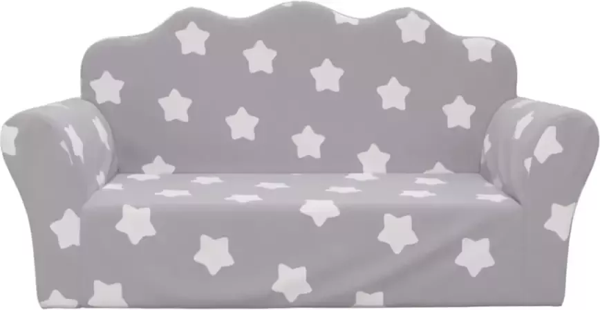 VidaXL Kinderbank 2-zits met sterren zacht pluche lichtgrijs - Foto 4