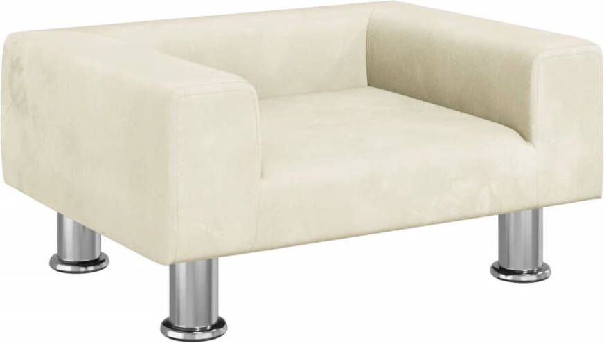 VidaXL Kinderbank 50x40x26 5 cm fluweel crèmekleurig - Foto 2