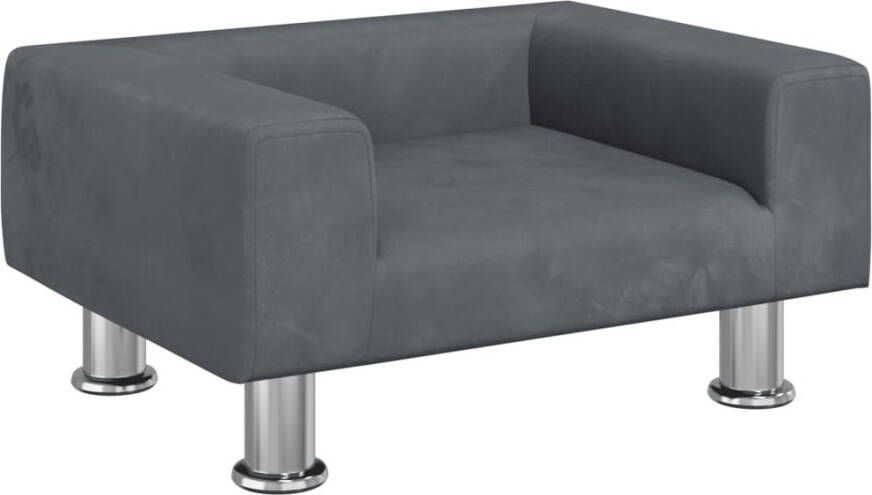 VidaXL Kinderbank 50x40x26 5 cm fluweel donkergrijs Kinderbank Kinderbanken Kinder Bank Kinderbankje - Foto 5