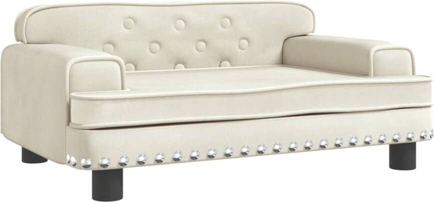 VidaXL Kinderbank 70x45x30 cm fluweel crèmekleurig - Foto 2