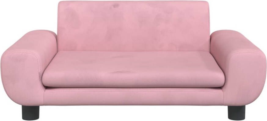 VidaXL Kinderbank 70x45x33 cm fluweel roze - Foto 4