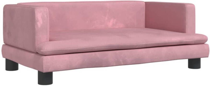 VidaXL Kinderbank 80x45x30 cm fluweel roze