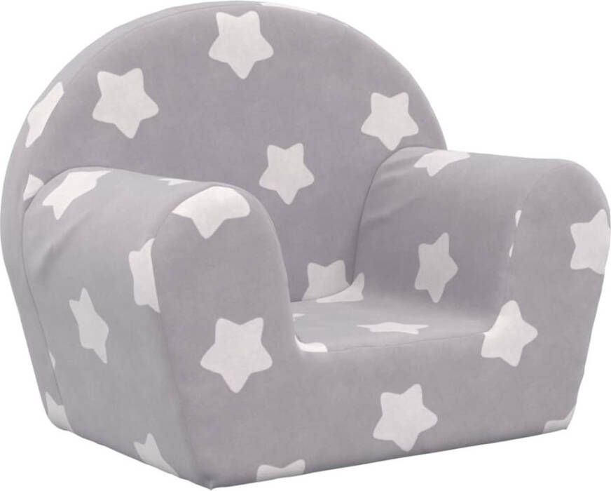 VidaXL Kinderbank met sterren zacht pluche lichtgrijs - Foto 4