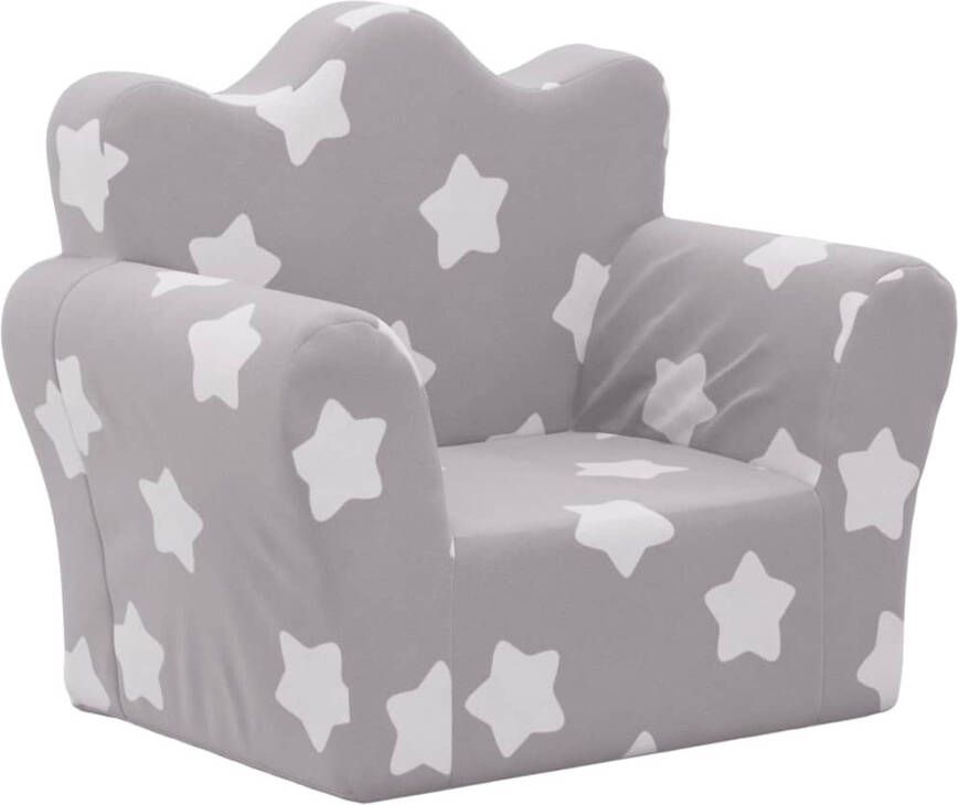VidaXL Kinderbank met sterren zacht pluche lichtgrijs - Foto 4