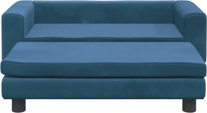 VIDAXL Kinderbank met voetensteun 100x50x30 cm fluweel blauw
