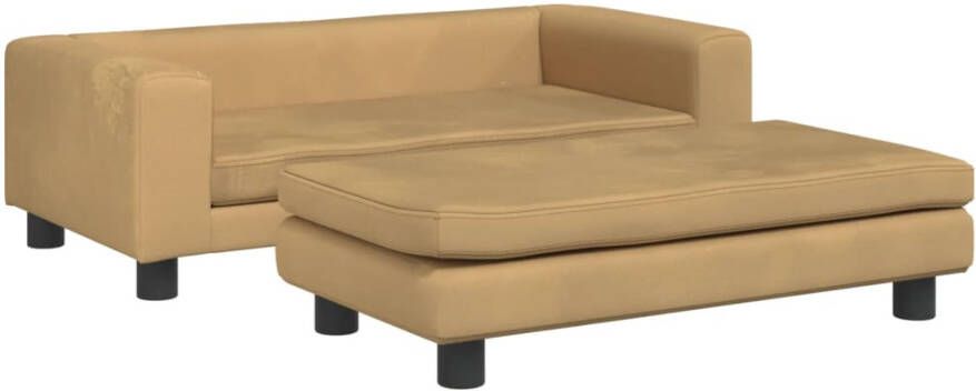 VidaXL Kinderbank met voetensteun 100x50x30 cm fluweel bruin Kinderbank Kinderbanken Kinder Bank Kinderbankje - Foto 4