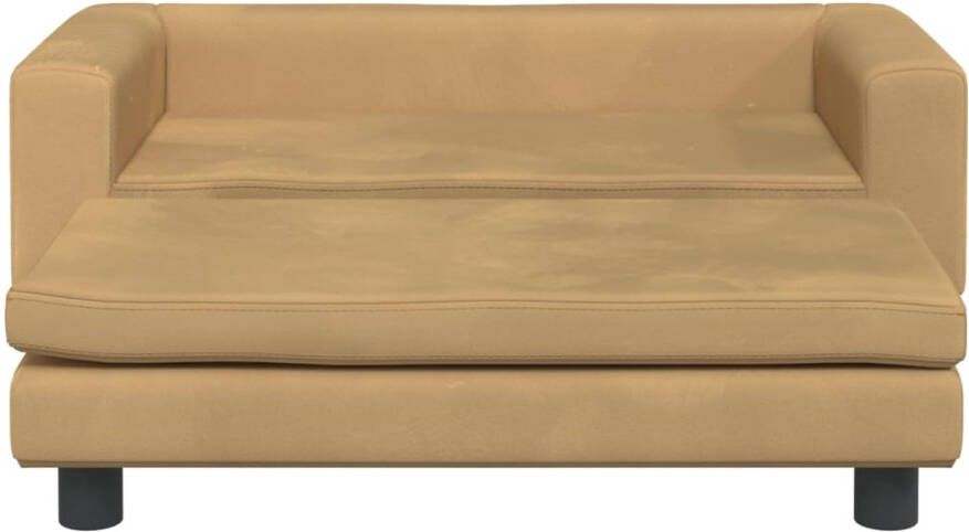 VidaXL Kinderbank met voetensteun 100x50x30 cm fluweel bruin Kinderbank Kinderbanken Kinder Bank Kinderbankje - Foto 2