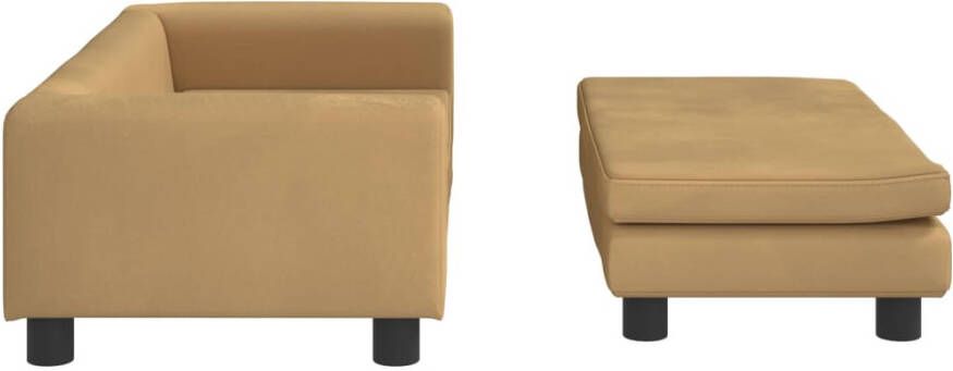 VidaXL Kinderbank met voetensteun 100x50x30 cm fluweel bruin Kinderbank Kinderbanken Kinder Bank Kinderbankje - Foto 3