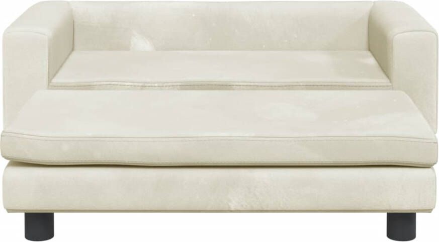 VIDAXL Kinderbank met voetensteun 100x50x30 cm fluweel crèmekleurig