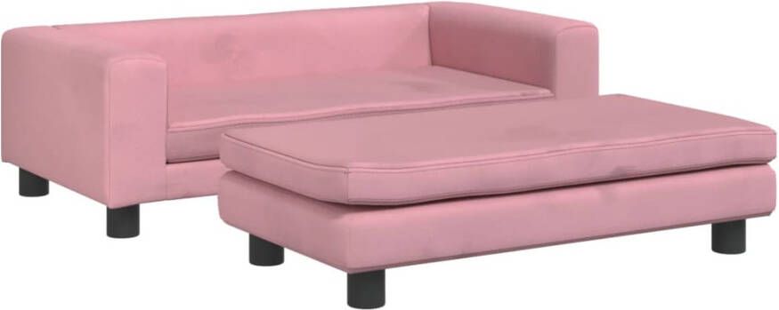 VIDAXL Kinderbank met voetensteun 100x50x30 cm fluweel roze - Foto 2