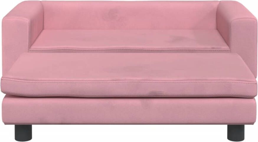 VIDAXL Kinderbank met voetensteun 100x50x30 cm fluweel roze