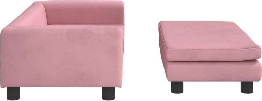 VIDAXL Kinderbank met voetensteun 100x50x30 cm fluweel roze - Foto 3