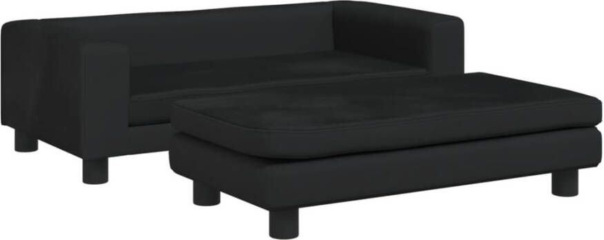 VIDAXL Kinderbank met voetensteun 100x50x30 cm fluweel zwart - Foto 2